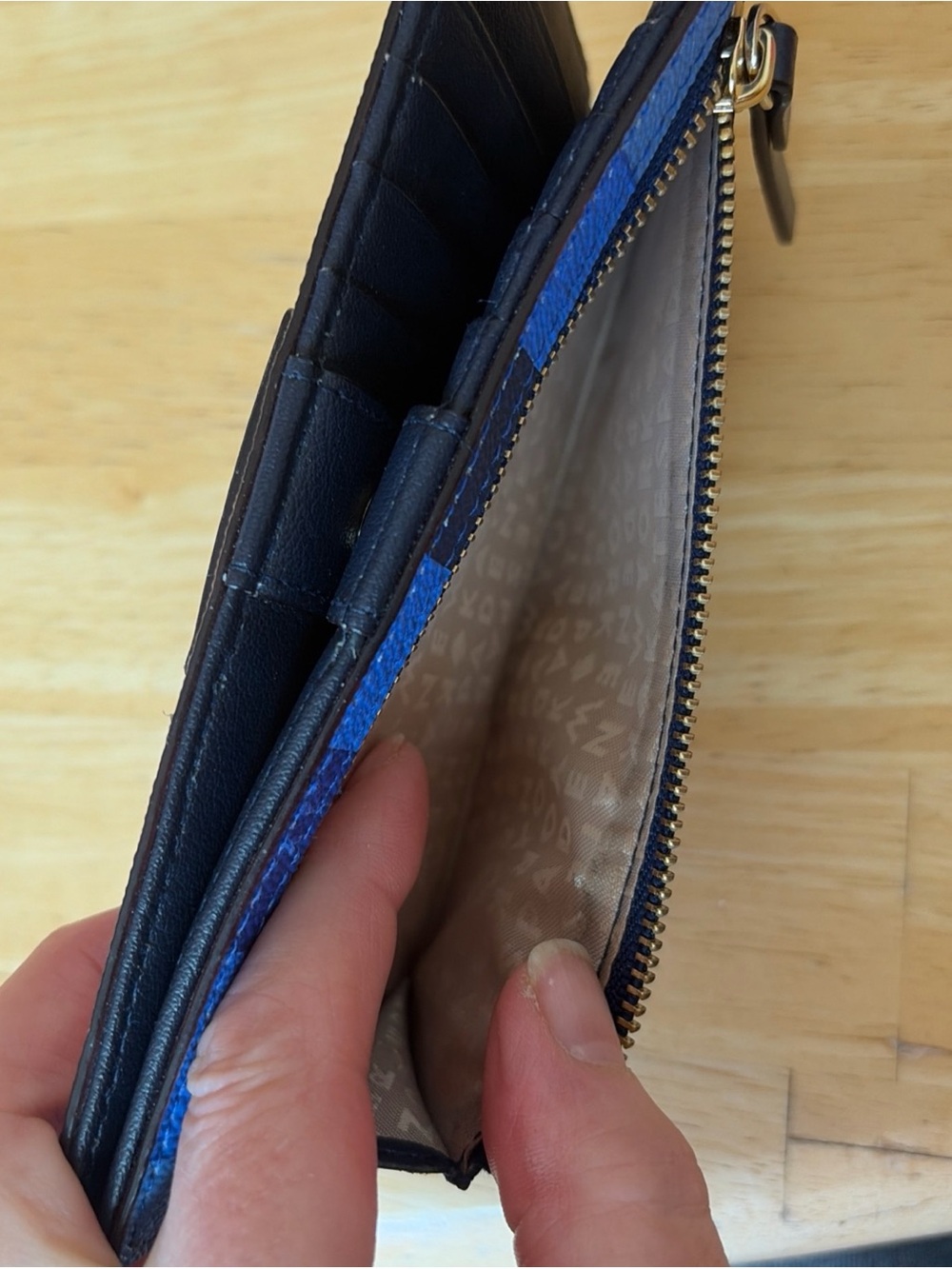 New Kate Spade Blue gingham Check Cameron Grove St long Wallet - Picture 5 of 5